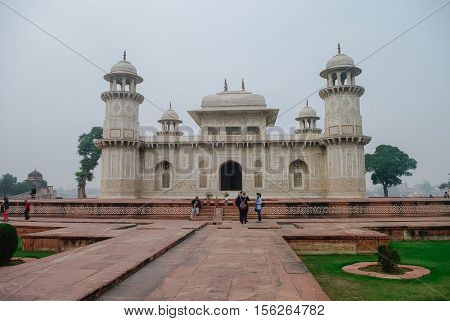 Agra, India - January 8, 2012: Itmad-Ud-Daulah's tomb in Agra Uttar Pradesh India. Also known as the Jewel Box or the Baby Taj.