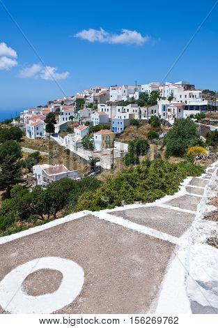 Nissyros, Greece - May 17, 2010: The Nikia village on the volcano border