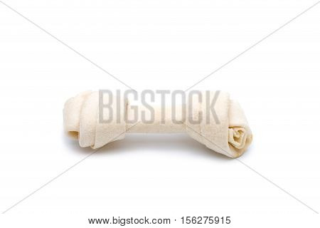 dog chew rawhide bone isolated on white