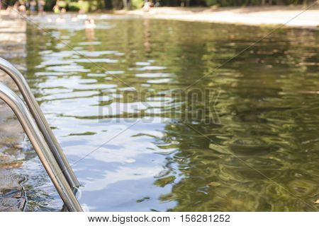 Natural pools of Gevora River a summer day Badajoz Spain