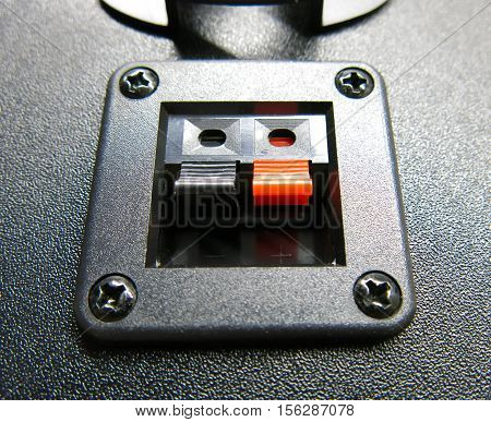 black audio acoustic loudspeaker socket connector isolated