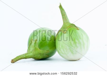 fresh thai eggplant or Yellow berried nightshade on white background eggplant aubergine  vegetable isolated