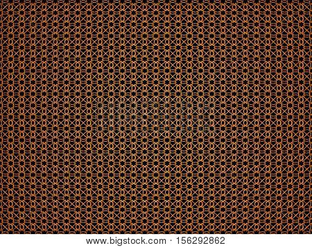 Orange graphic abstract background with tracery pattern. Digital illustration. 3d render