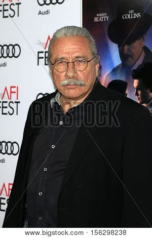 LOS ANGELES - NOV 10:  Edward James Olmos at the AFI FEST 2016 - Opening Night - Premiere Of 20th Century Fox's 'Rules Don't Apply' at TCL Chinese Theater on November 10, 2016 in Los Angeles, CA