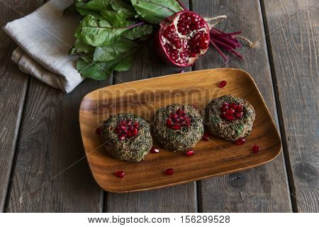 pkhali vegetable dish with walnuts and pomegranate Georgian cuisine