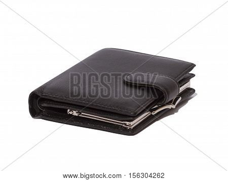 Black men's wallet on a white background