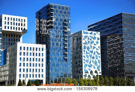 Panoramic View Of Modern buildings in Oslo Norway