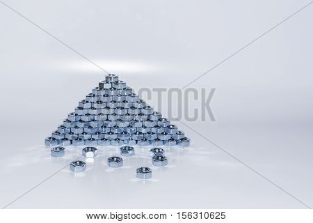 Some bolts and nuts on white background