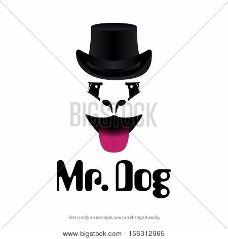 Vector logo of a dog with hat on white background for your design works regarding to pet shops vet's clinics security firms etc.