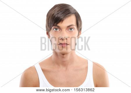 young man portrait isolated on white background