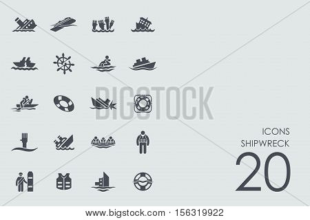 shipwreck vector set of modern simple icons