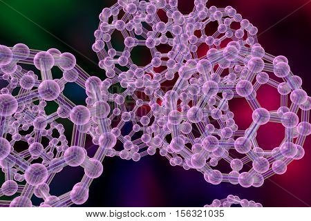 3D illustration of nanoparticles on colorful background