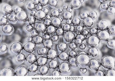 Silver nanoparticles. 3D illustration. Biotechnological and scientific background