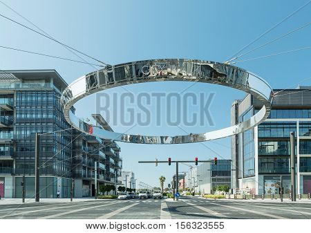 DUBAI - NOVEMBER 08 2016: LUMAS Dubai City Walk. New modern part of Dubai City. City Walk is reminiscent of European-style streets.