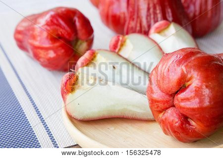 rose apple Thailand apple fruit flavors of sweet red gloss. rose apple on background