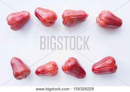 rose apple Thailand apple fruit flavors of sweet red gloss. rose apple on background