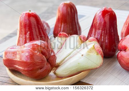 rose apple Thailand apple fruit flavors of sweet red gloss. rose apple on background
