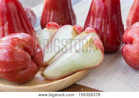 rose apple Thailand apple fruit flavors of sweet red gloss. rose apple on background