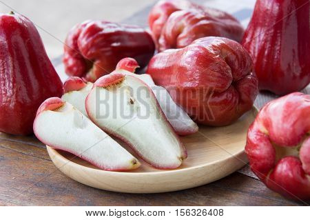 rose apple Thailand apple fruit flavors of sweet red gloss. rose apple on background