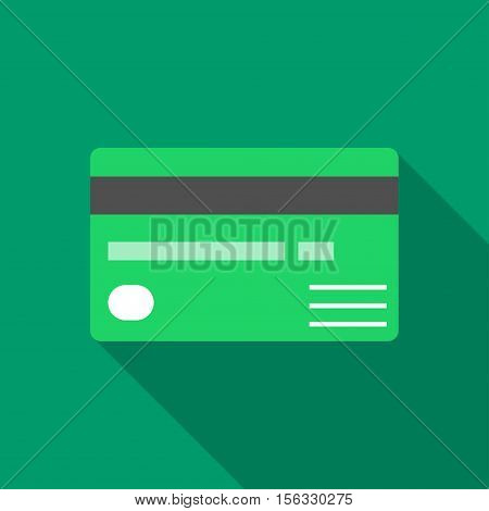 Colorful credit card icon in modern flat style with long shadow. Vector illustration