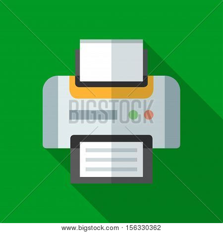 Colorful printer icon in modern flat style with long shadow. Vector illustration