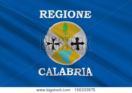 Flag of Calabria is a region in Southern Italy. 3d illustration