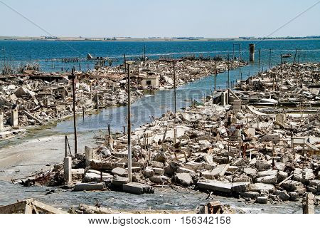 Ruins of the lost city of Epecuen in Argentina. Abandoned.