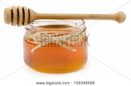 honey pot on isolated white background, rope