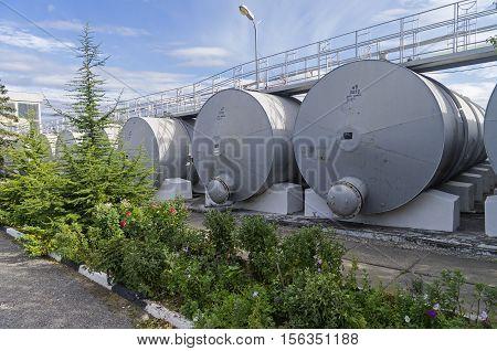 Tanks for raw wine on the Sunny Valley winery Crimea.