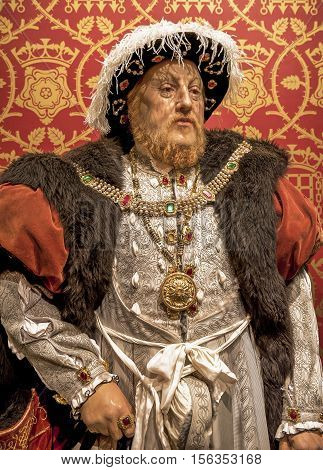 London, the UK-May 2016: King Henry VIII wax figure in Madame Tussaud's 
museum