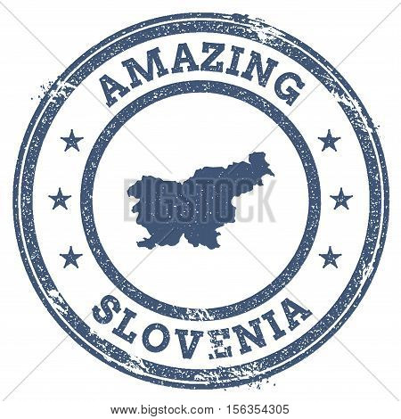 Vintage Amazing Slovenia Travel Stamp With Map Outline. Slovenia Travel Grunge Round Sticker.