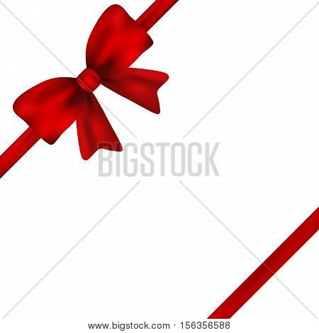 Red gift bow of ribbon isolated on white background vector