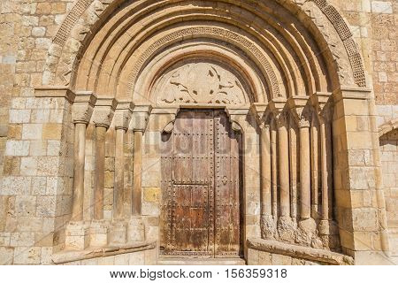 Entrance To The Iglesia De San Miguel Church In Daroca