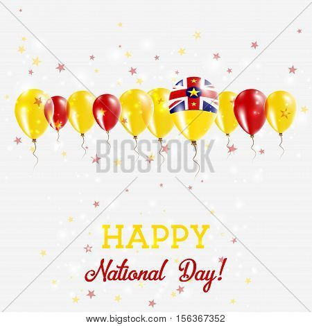 Niue Independence Day Sparkling Patriotic Poster. Happy Independence Day Card With Niue Flags, Confe