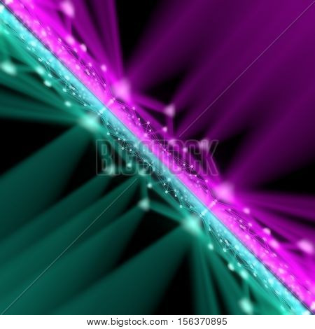 abstract modern futuristic pink and green lines out of focus background 3d rendering