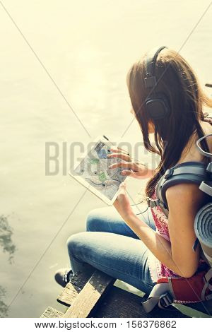 Explore Adventure Backpacker Hiking Trek Travel Concept