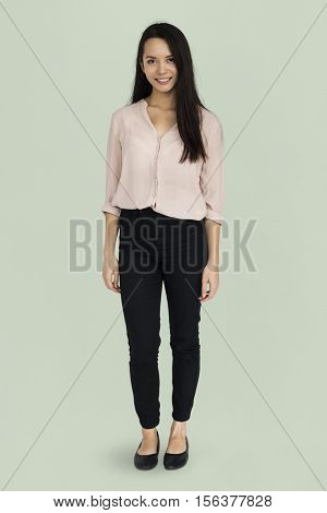 Woman Cheerful Studio Portrait Concept