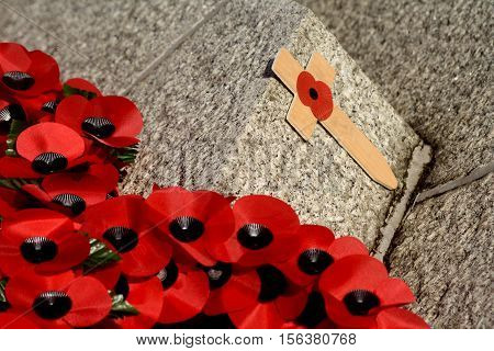 Abstract creative Remembrance Day Poppy greeting scene