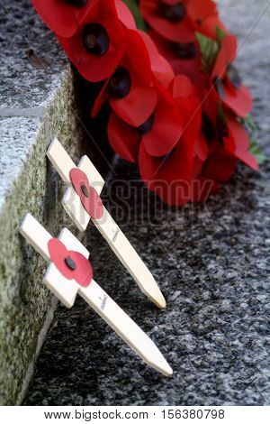 Abstract creative Remembrance Day Poppy greeting scene