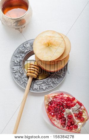 Apples pomegranate and honey for Rosh Hashanah holiday