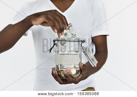 African Man GIving Money Donation Charity Concept