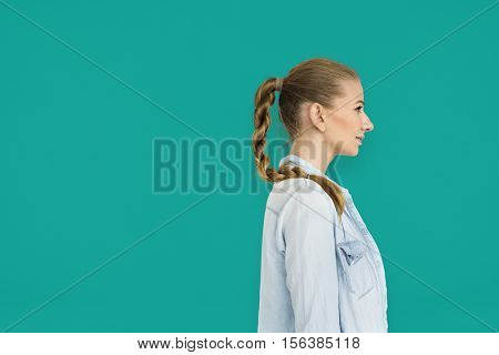 Woman Cheerful Studio Portrait Concept
