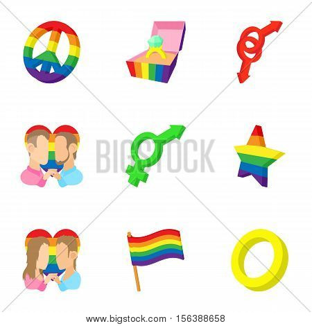 Gays and lesbians icons set. Cartoon illustration of 9 gays and lesbians vector icons for web