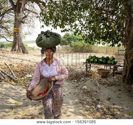 Burmese Woman On Street