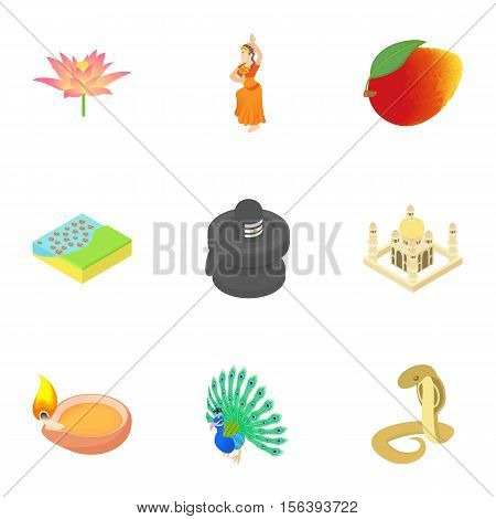 Holiday in India icons set. Cartoon illustration of 9 holiday in India vector icons for web