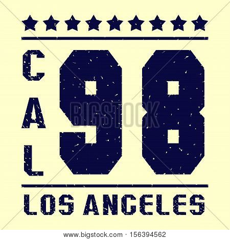 Number 98 Los Angeles California to print on a T-shirt. Vector image