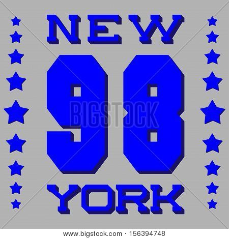 Number 98 New York to print on a T-shirt. Vector image