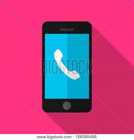 Colorful smartphone icon in modern flat style with long shadow. Vector illustration