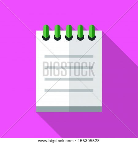 Colorful notepad icon in modern flat style with long shadow. Vector illustration
