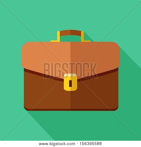 Colorful briefcase icon in modern flat style with long shadow. Vector illustration